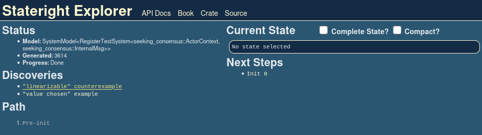 Stateright Explorer on load